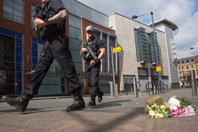 Police officers at the Manchester attack scene
