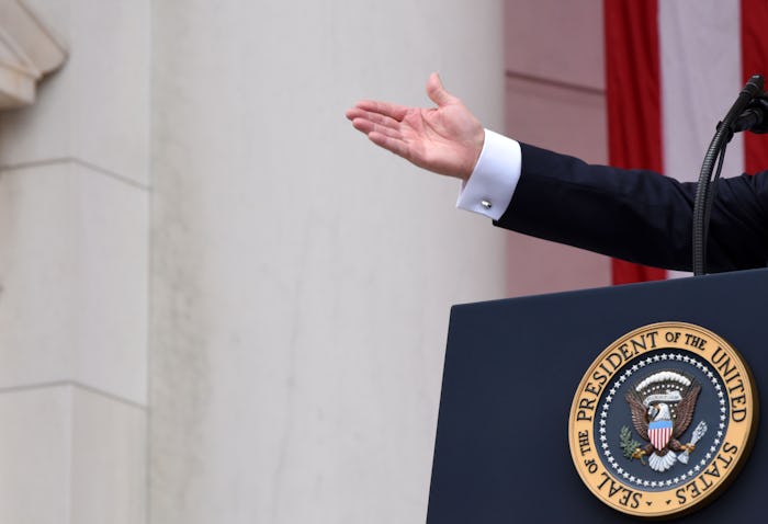 The hand of Donald Trump during his speech