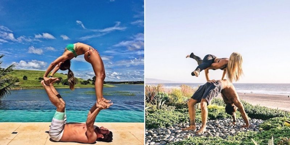 Like, seriously?  Couples yoga, Partner yoga poses, Acro yoga poses