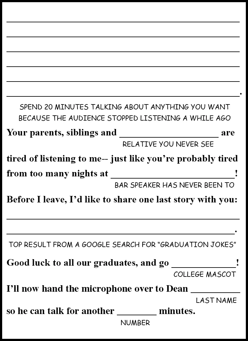 Proof That Every Graduation Commencement Speech Is Basically Mad Libs