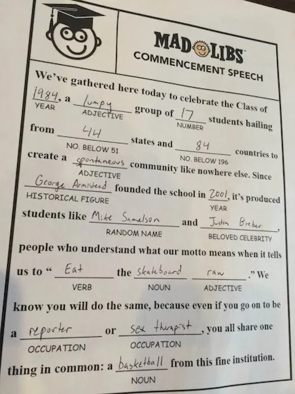 Proof That Every Graduation Commencement Speech Is Basically Mad Libs