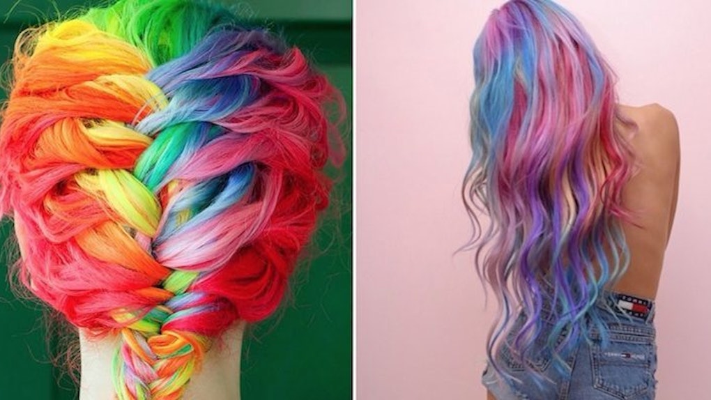 Women Are Dyeing Their Hair Rainbow Colors With The Sand Art Hair Trend