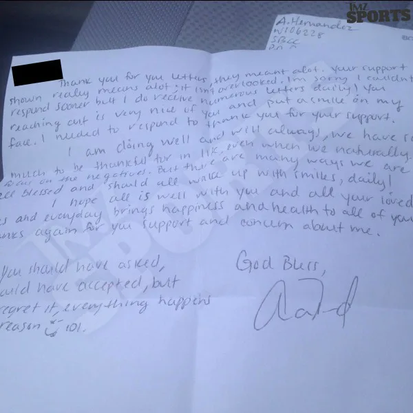Aaron Hernandez Sent A Super Flirty Letter From Jail To Female Pen Pal