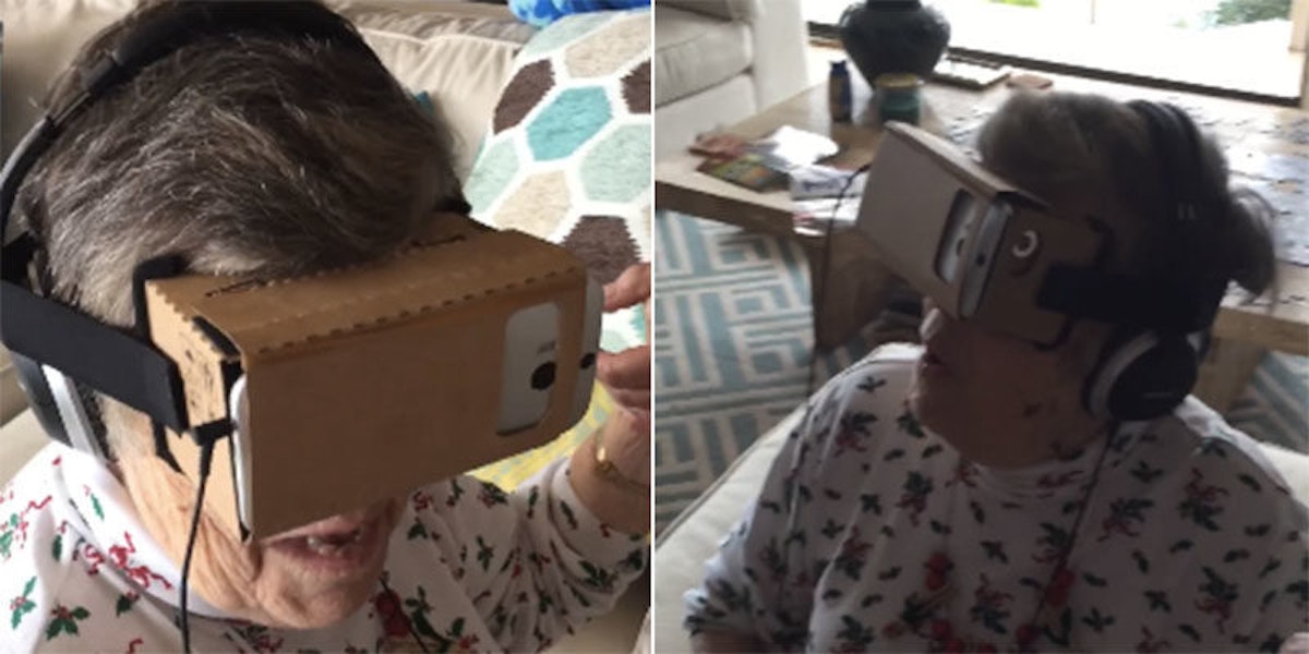 Grandma Tried Virtual Reality Goggles For First Time And It S Hilarious Video