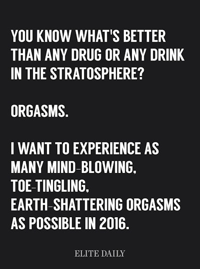 White text about orgasms being better than drugs or alcohol on black surface
