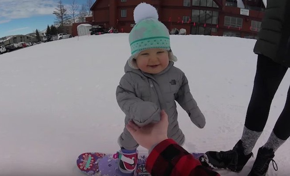 this 14 month old baby can snowboard better than most adults