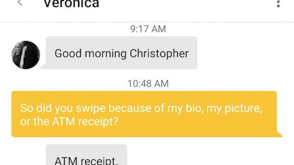 I Used An Atm Receipt As My Dating App Picture And Here S