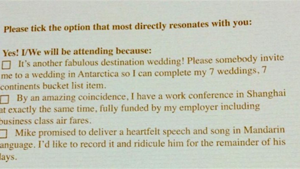 This Couple Sent The Most Hilarious Rsvp Cards For A Destination