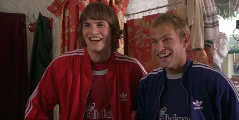 An insert from the movie Sweet Tattoos starring Seann William and Ashton Kutcher as the movie's brom...