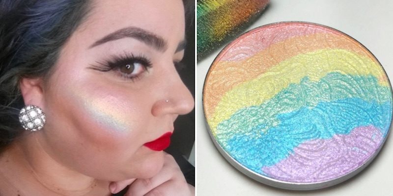 rainbow highlighter on face