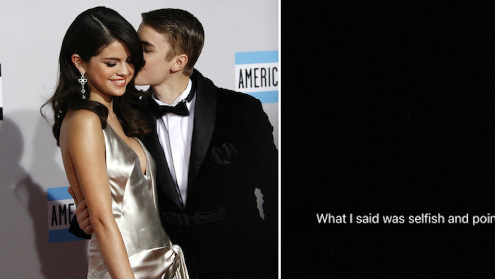 Selena Gomez Posted A Groveling Public Apology To Justin Bieber On