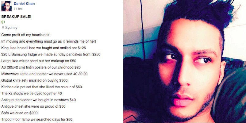 Man Sells Furniture After Breakup In Saddest Post Ever