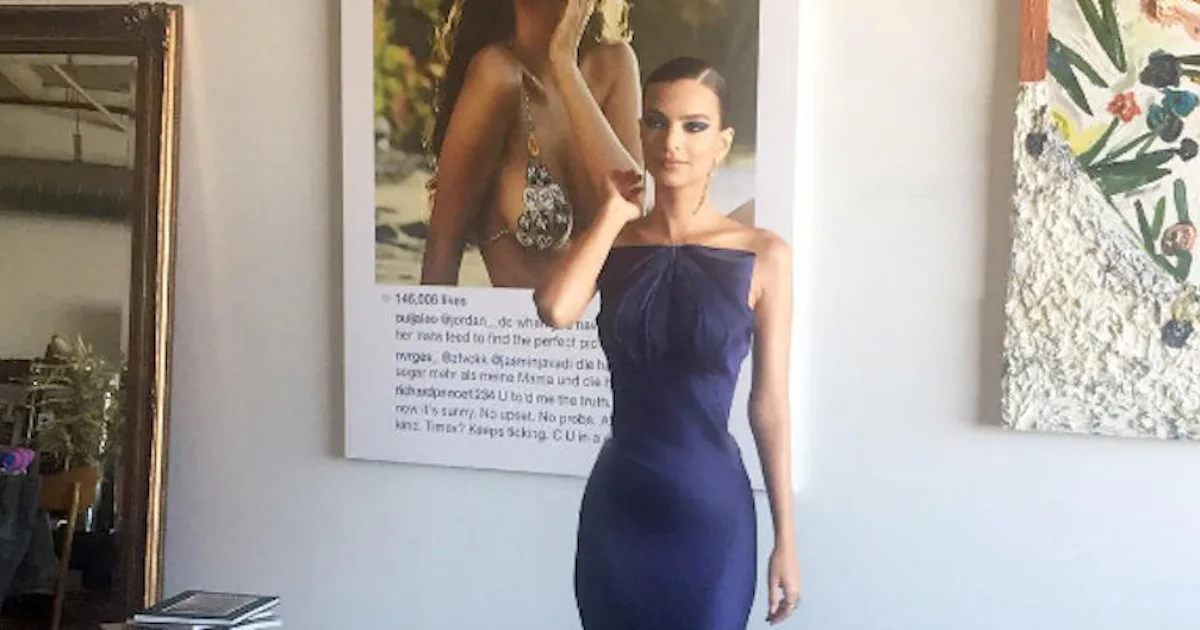 Emily Ramacouski Emily Ratajkowski Has A Huge Copy Of Her Own Instagram On Her Wall ...