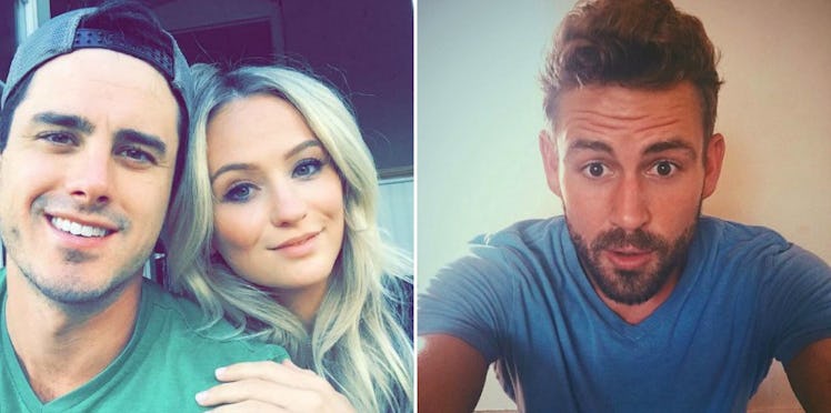 Collage of Lauren and Ben, and Nick Viall selfies