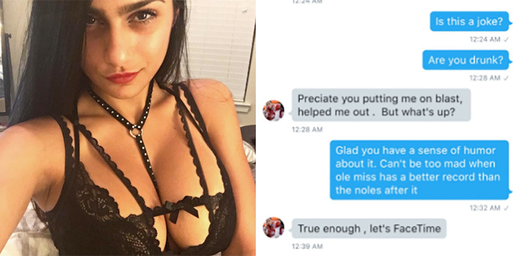 Ole Miss QB Can't Take Hint, Hits On Mia Khalifa After Being Publicly