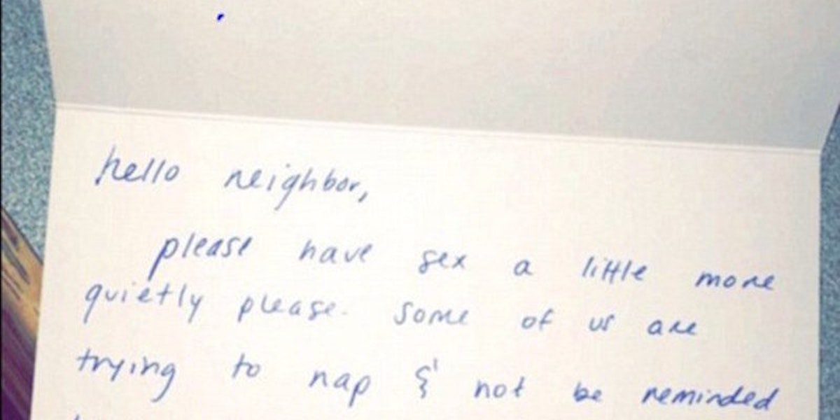 Girl Gets Apology Note From Neighbors Having Loud Sex 