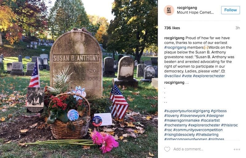 Women Are Leaving 'I Voted' Stickers On Susan B. Anthony's Grave