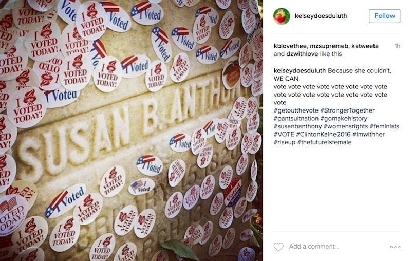 Women Are Leaving 'I Voted' Stickers On Susan B. Anthony's Grave