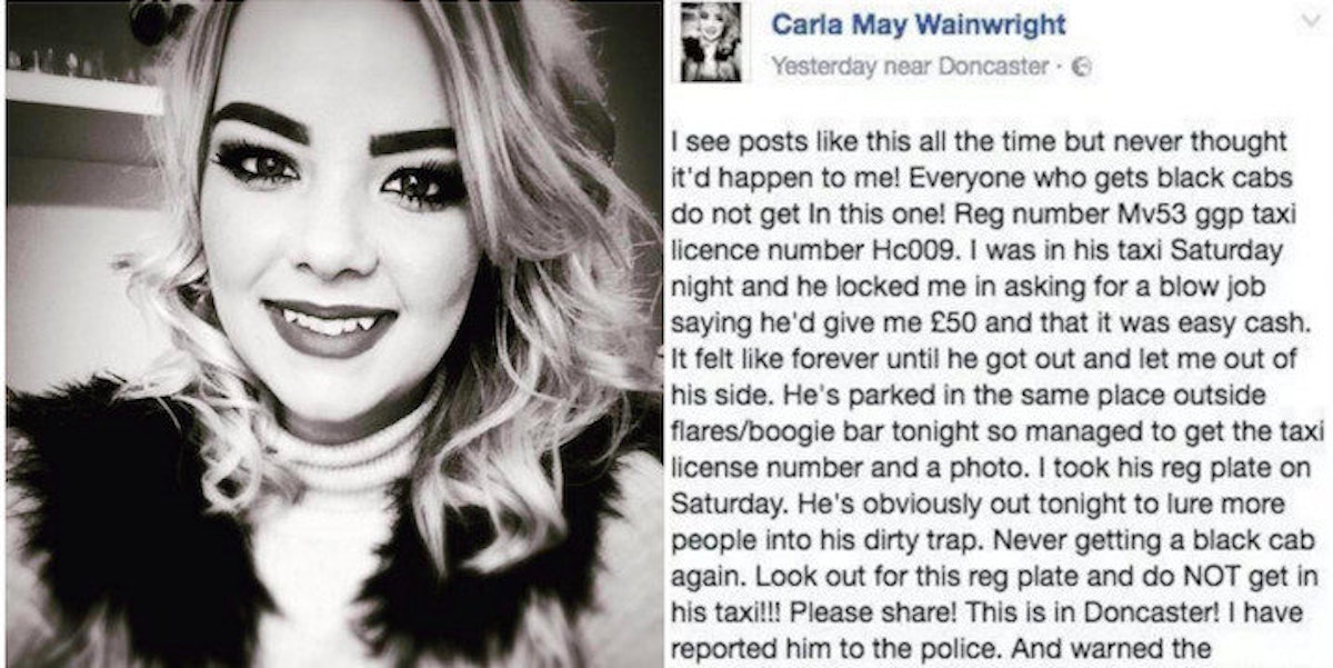 Teen Posts On Facebook About Taxi Driver Asking For Blowjob