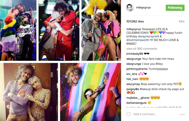 Miley Cyrus Sends Wayne Coyne Pics Of Her Peeing