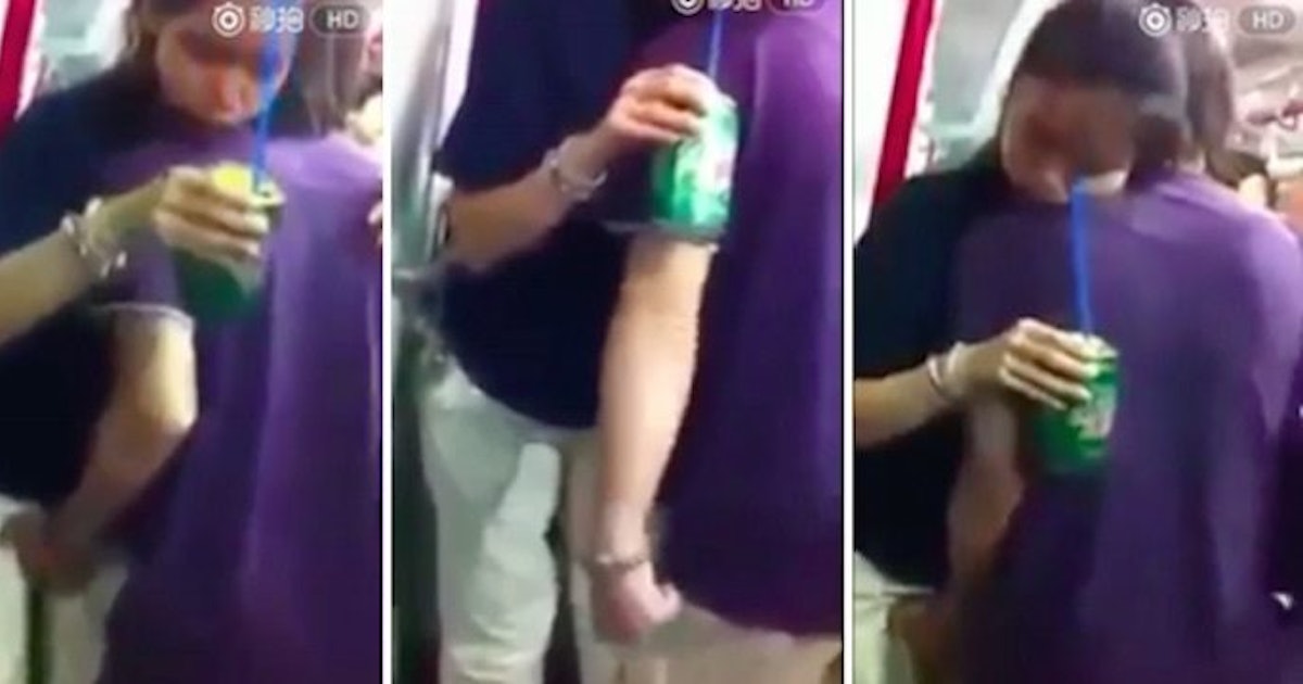 Drunk Subway Rider Caught Fingering GF On Train While She Casually Drinks S...