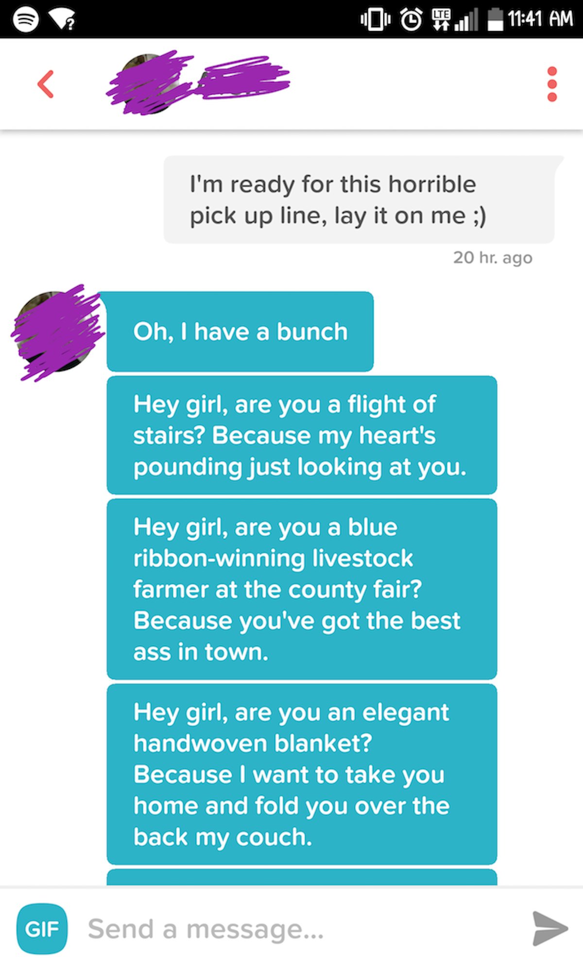 Guy Uses Hilariously Bad Pick Up Lines On Tinder Match