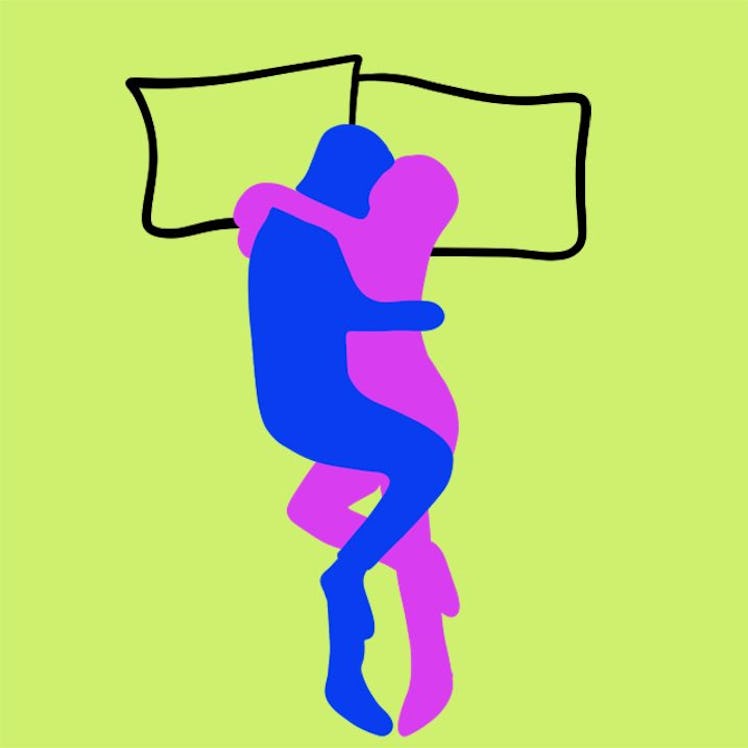 This cuddling position involves intertwined feet. Here's what it means for your relationship.