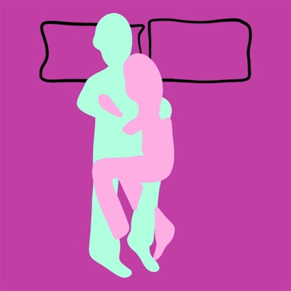 This cuddling position involves lying flat on your back with your head on his chest. Here's what it ...