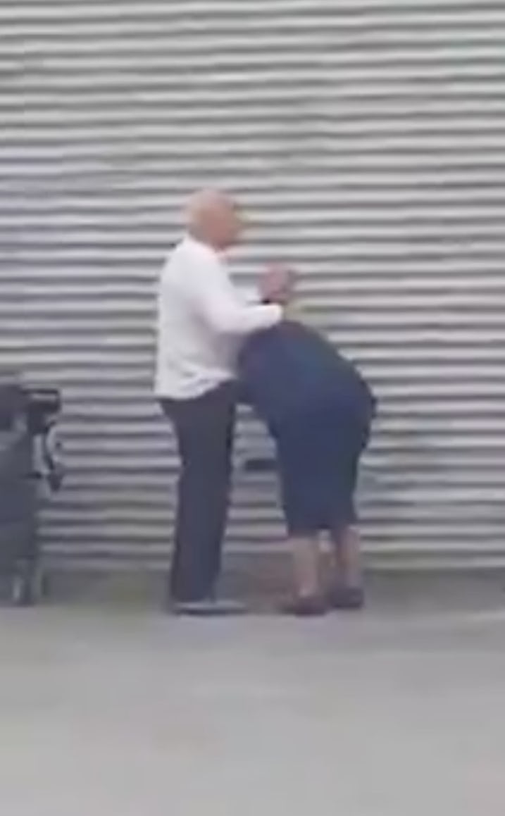 Elderly Man Gets Blowjob In Public From Elderly Woman