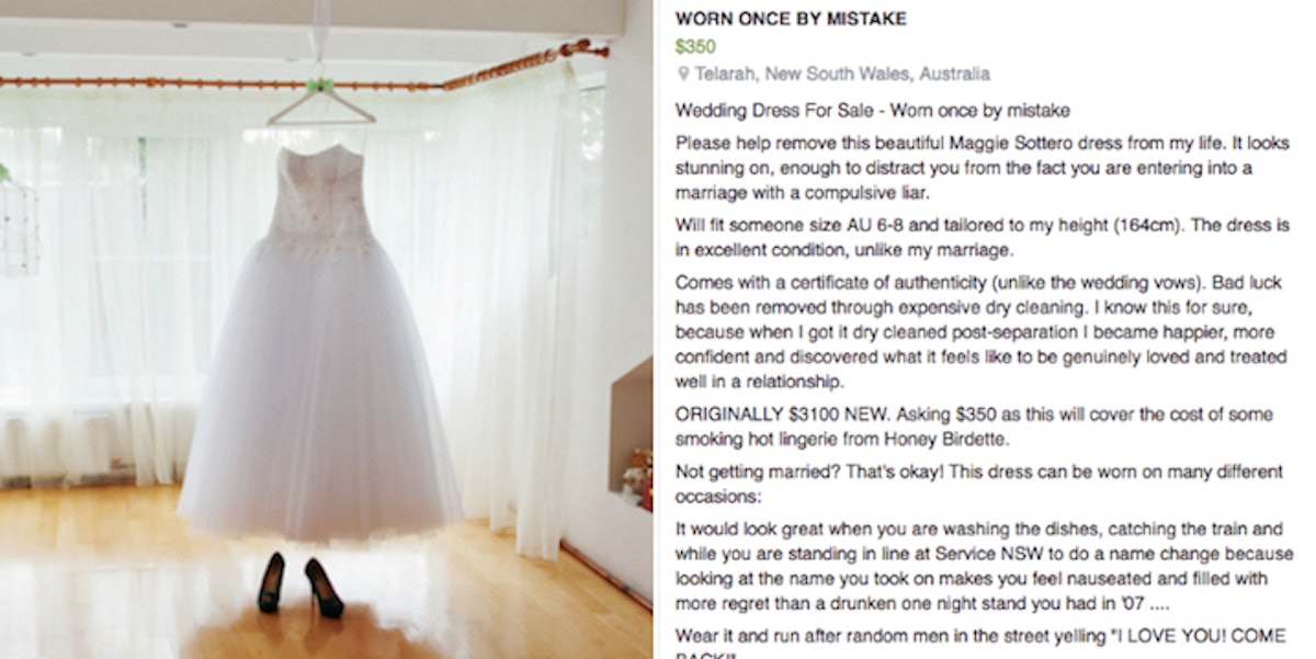 Woman Sells Wedding Dress In Ad Slamming Husband