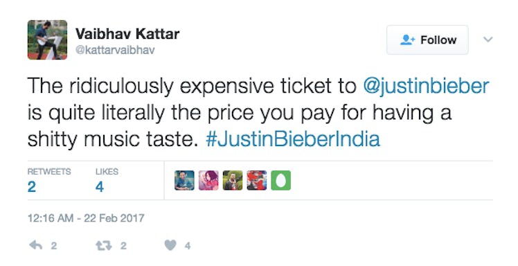 justin bieber india tour 2017 ticket price