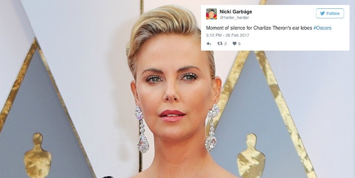 Twitter Mourned Charlize Theron s Ears At The 2017 Oscars