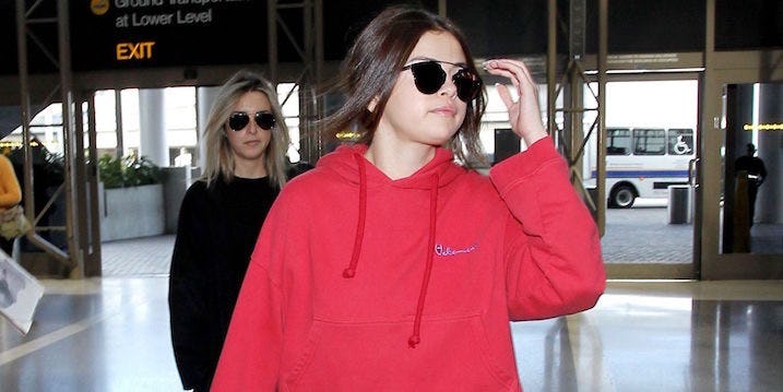 selena red sweatshirt