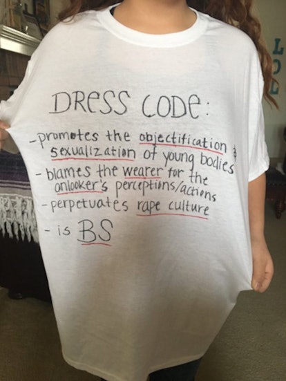 Teen Make Sister Shirt After Her Outfit Violates Dress Code