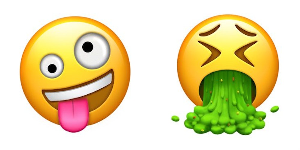 New Apple Puking Emoji Detail Has Red & Green Chunks