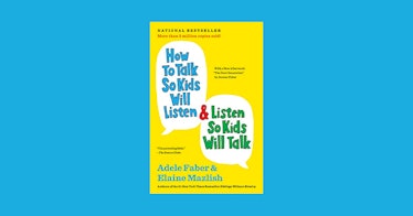 how to talk so kids will listen book by Adele displayed on a blue backdrop
