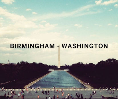 Washington Monument and "Birmingham - Washington" text