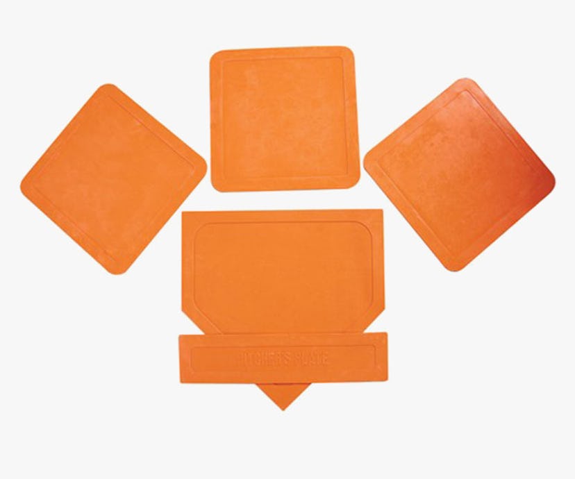 BSN Orange Throw Down Bases -- kids baseball equipment