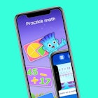 The best math apps for kids, set against a green background.
