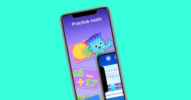 The best math apps for kids, set against a green background.