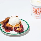 Cherry pie with an ice cream on top