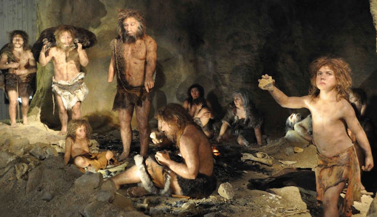 A painting of a Prehistoric Parenting