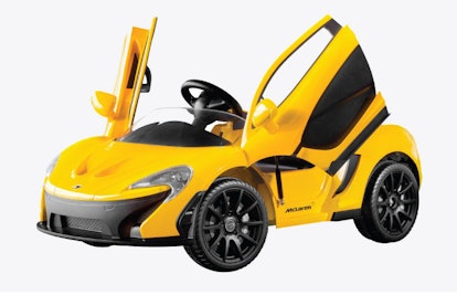 A yellow and black McLaren P1 Roadster as one of the best luxury ride-on cars for kids