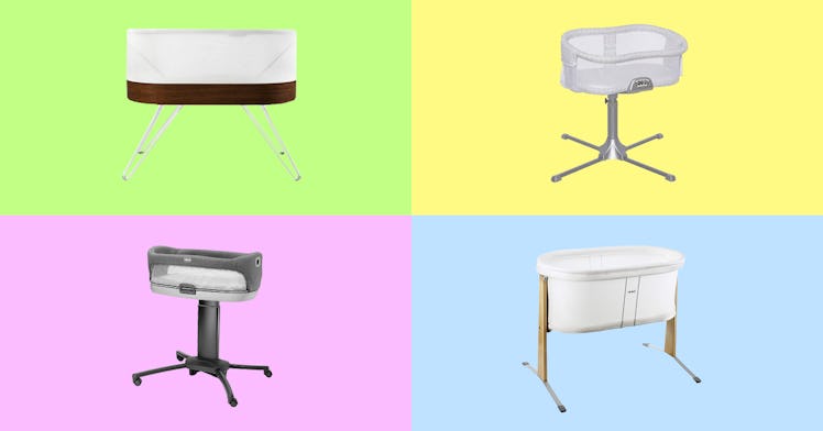 The best bassinets and baby co-sleepers against a multi-colored background.