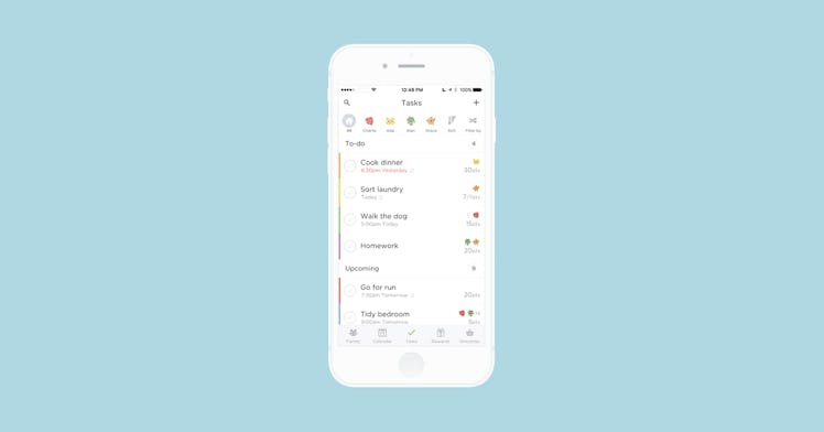 phone mock up of chores app
