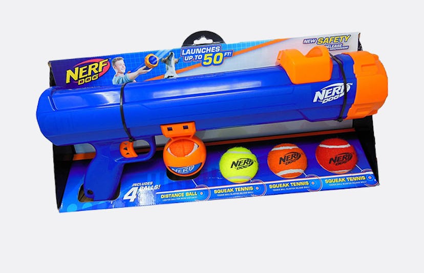 A Nerf Dog Tennis Ball Blaster