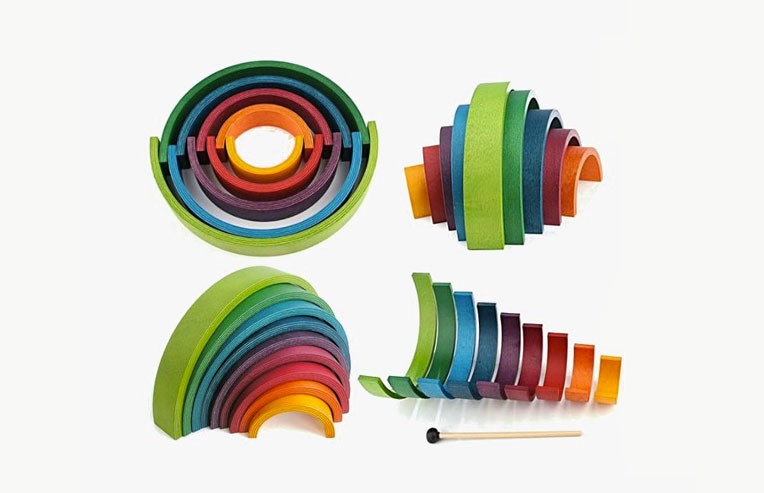 Naef rainbow wooden musical toy & shop puzzle