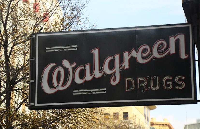 Walgreen drugs shop street sign