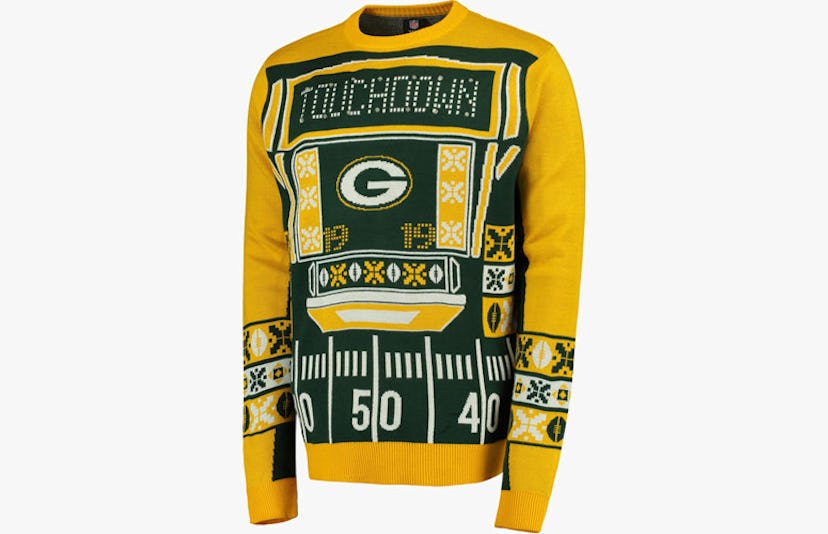 Green Bay Packers Klew Green Light-Up Ugly Sweater