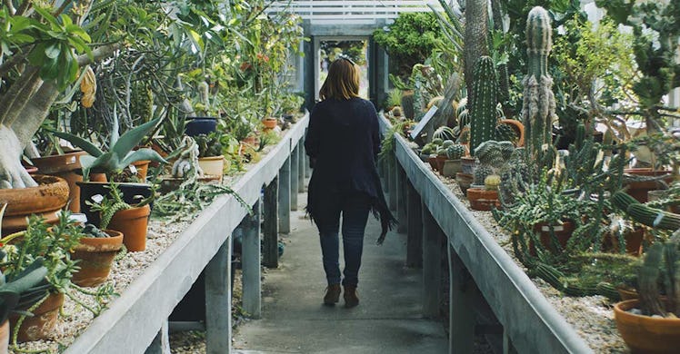 woman walking in nursery
